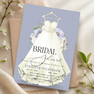 Dusty Blue Wedding Gown Dress Bridal Shower Invitation