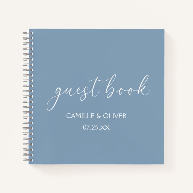 Dusty Blue Wedding Guest Book (Front)