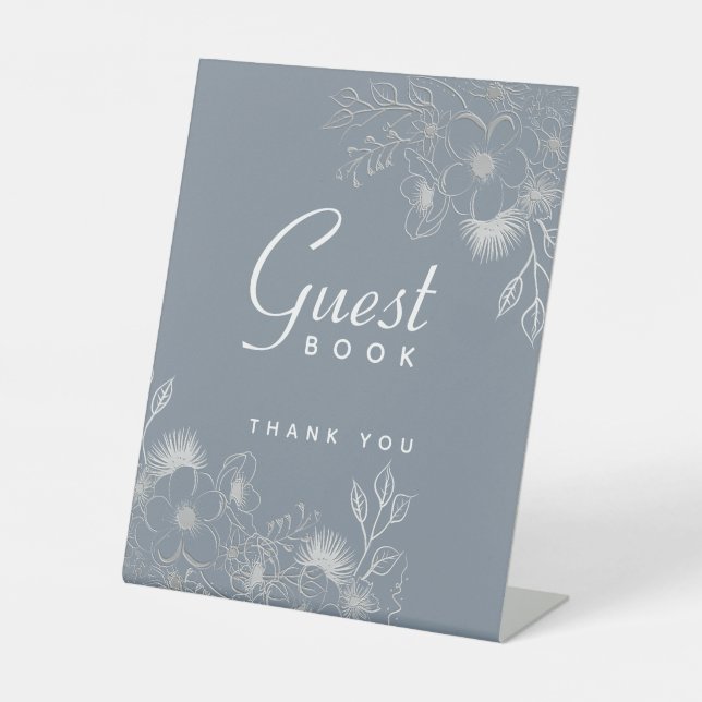 Dusty Blue Wedding Guest Book Table Sign (Front)