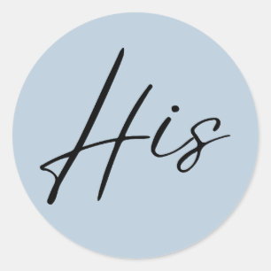 dusty blue wedding his sticker welcome bag