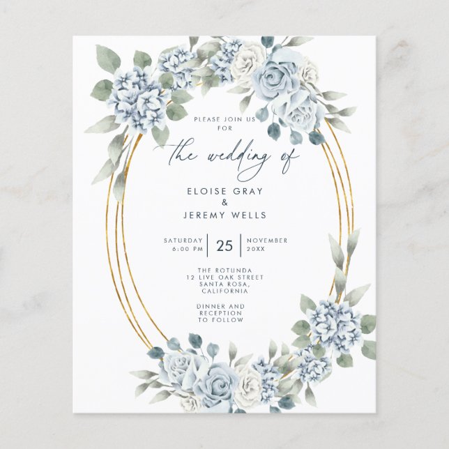 Dusty Blue Wedding Invitation (Front)