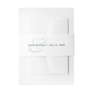 Dusty Blue Wedding Invitation Ampersand Belly Band