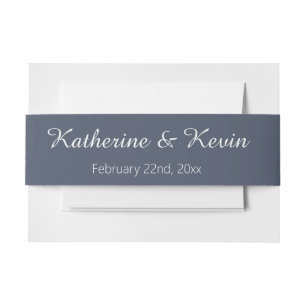 Dusty Blue Wedding  Invitation Belly Band