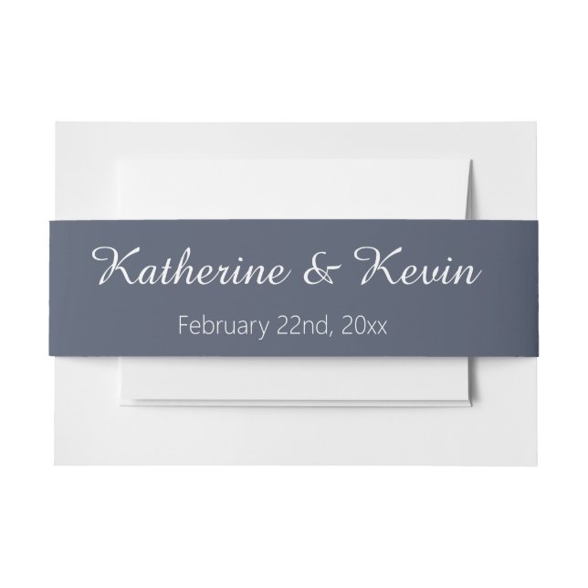Dusty Blue Wedding  Invitation Belly Band (Front Example)