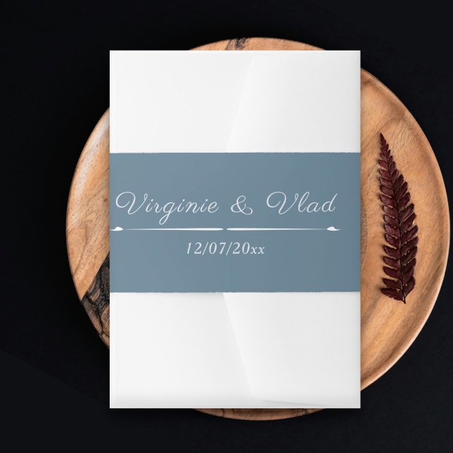 Dusty Blue Wedding Invitation Belly Band (Dusty Blue Wedding Invitation Belly Band)