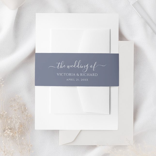 Dusty Blue Wedding Invitation Belly Band (Creator Uploaded)