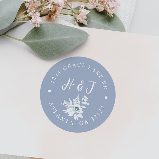 Dusty Blue Wedding Invitation Return Address Label (Creator Uploaded)