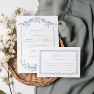 Dusty Blue Wedding Invitation RSVP Response Card