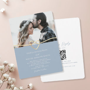 Dusty Blue Wedding Invitation with QR Code
