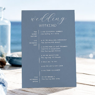 Dusty Blue Wedding Itinerary Nautical Weekend Invitation