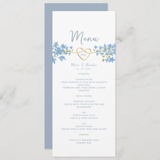 Dusty Blue Wedding Menu (Front/Back)