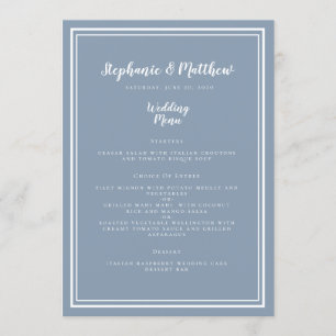 Dusty Blue Wedding Menu Simple Framed Chic