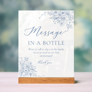 Dusty Blue Wedding Message In A Bottle  Acrylic Sign