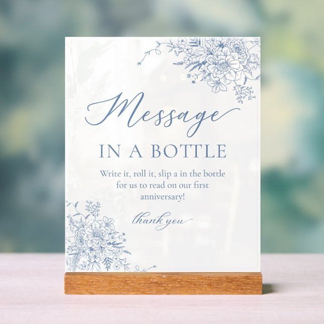 Dusty Blue Wedding Message In A Bottle  Acrylic Sign (Creator Uploaded)