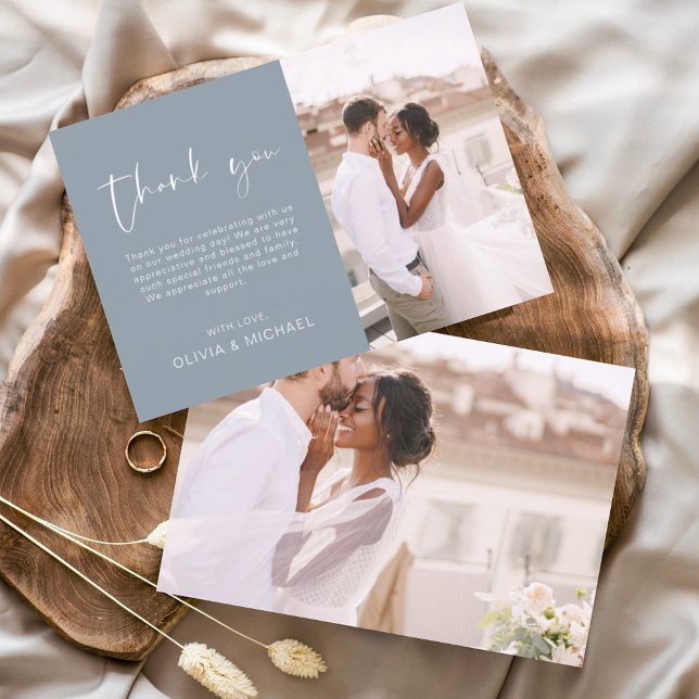 Dusty Blue Wedding Minimalist Thank You Cards (Creator Uploaded)