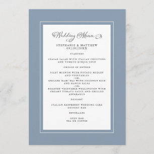 Dusty Blue Wedding Modern Chic Borders Menu