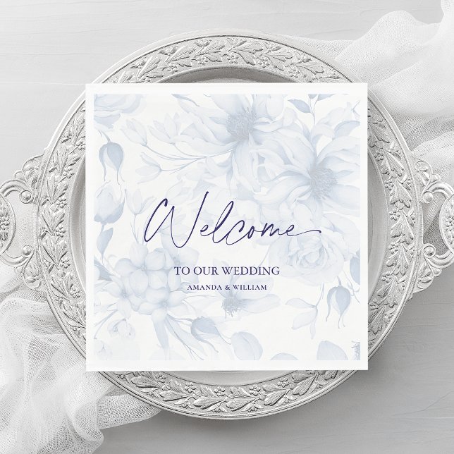Dusty Blue Wedding Napkin – Welcome (Creator Uploaded)
