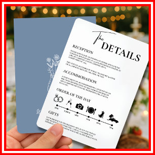 Dusty Blue Wedding Order of Events  Invitation