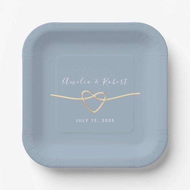 Dusty Blue Wedding Paper Plate (Front)