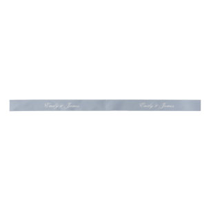 Dusty Blue Wedding Personalised Name Satin Ribbon