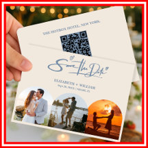 Dusty Blue Wedding Photo QR Code Elegant