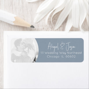 Dusty Blue Wedding Photo Return Address Return Address Label
