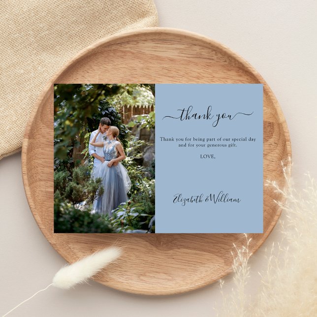 Dusty blue wedding photo thank you card (Creator Uploaded)