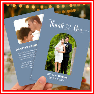 Dusty Blue Wedding   Photo Thank You Card