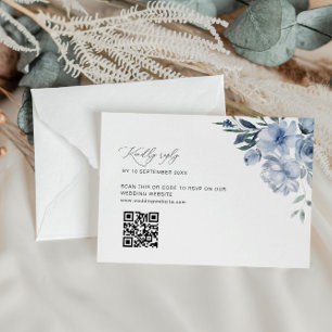 dusty blue wedding QR code RSVP card