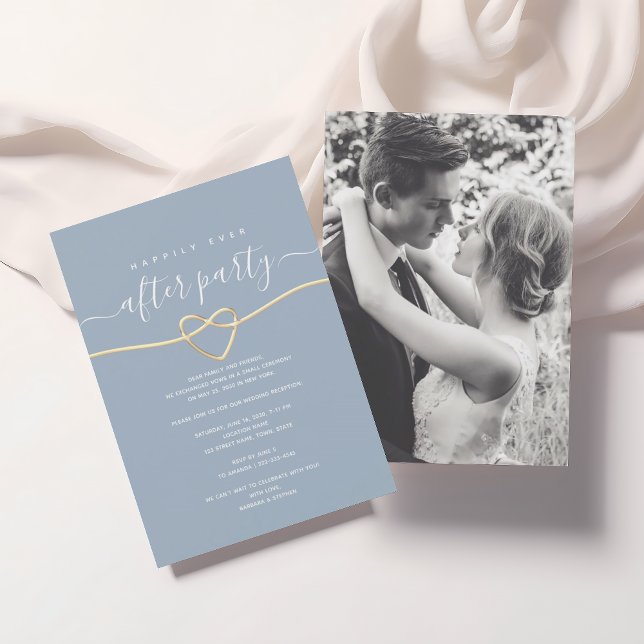 Dusty Blue Wedding Reception Photo Invite (Creator Uploaded)