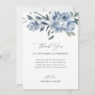 Dusty Blue Wedding Reception Table Thank You Card