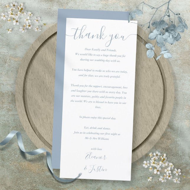 Dusty Blue Wedding Reception Thank You Place Card (Dusty Blue Wedding Reception Thank You Place Card)