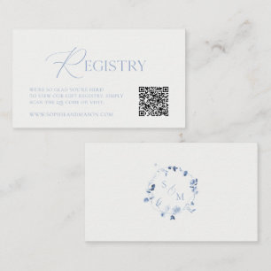 Dusty Blue Wedding Registry Card with QR Code