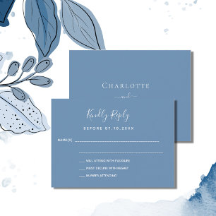 Dusty blue wedding response RSVP Card