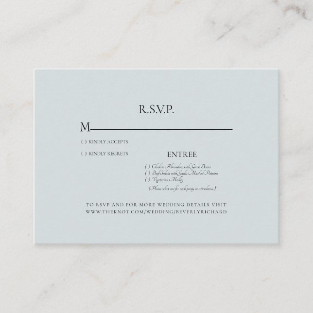 Dusty Blue Wedding RSVP Enclosure (Front)