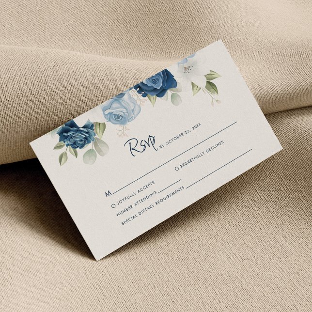 Dusty Blue Wedding RSVP Enclosure Card (Dusty Blue Floral Watercolor Wedding RSVP Enclosure Card)