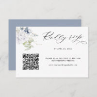 Dusty Blue Wedding Rsvp Online with Scan QR Code
