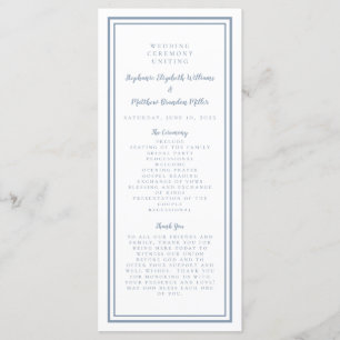 Dusty Blue Wedding Service Ceremony Modern Simple Program