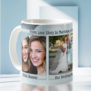 Dusty Blue Wedding Story Board Photo Coffee Mug