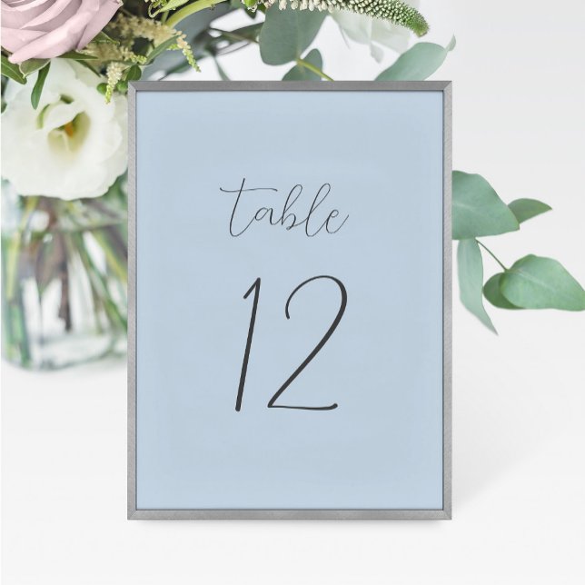 Dusty Blue Wedding Table Number Card (Creator Uploaded)