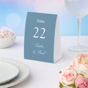 Dusty Blue Wedding Table Number Paper Table Tent