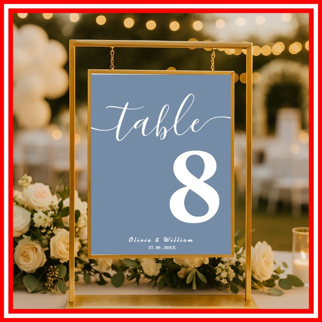 Dusty Blue Wedding Table Number  Poster (Creator Uploaded)