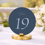Dusty Blue Wedding Table Number Sign 1-19<br><div class="desc">Elegant dusty blue wedding table number sign designed for modern and classic wedding receptions. The minimalist round design features refined script and serif typography, creating a timeless and sophisticated look for your wedding tables. Perfect for helping guests easily find their seats while adding a beautiful decorative element to your reception...</div>
