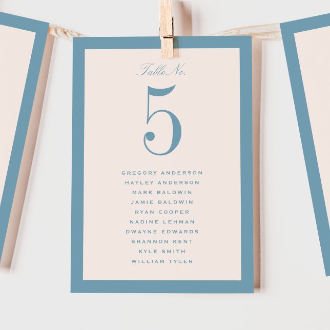 Dusty Blue Wedding Table Seating Chart Card (Creator Uploaded)