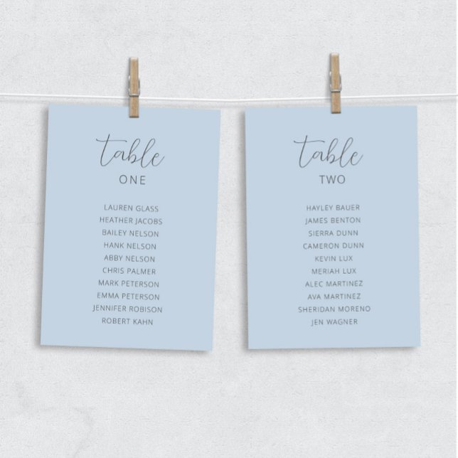 Dusty Blue Wedding Table Seating Chart Cards (Creator Uploaded)
