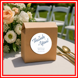 Dusty Blue Wedding Thank You Classic Round Sticker