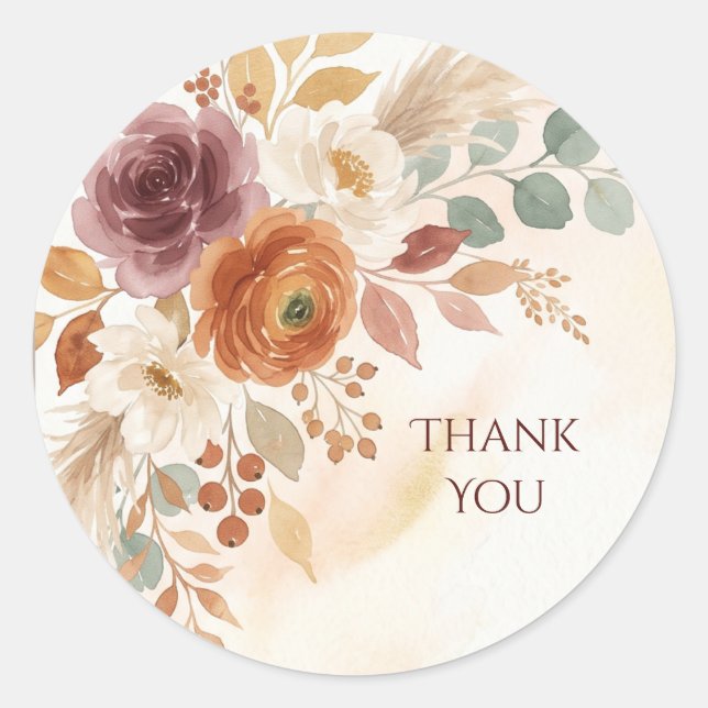 Dusty Blue Wedding Thank You Classic Round Sticker (Front)