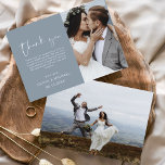 Dusty Blue Wedding Thank You Photo Minimalist<br><div class="desc">Wedding Thank You Cards that have a photo on the front and back. The Thank you cards contain a modern hand lettered cursive script typography that are elegant,  simple and modern to use after you wedding day celebration.</div>
