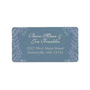 Dusty Blue Wedding Vintage Botanical Address Label
