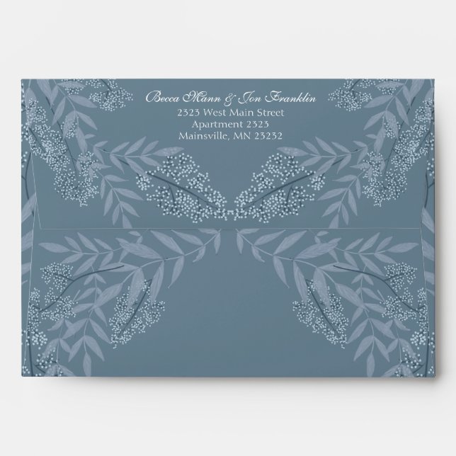 Dusty Blue Wedding Vintage Botanical Envelope (Back (Top Flap))